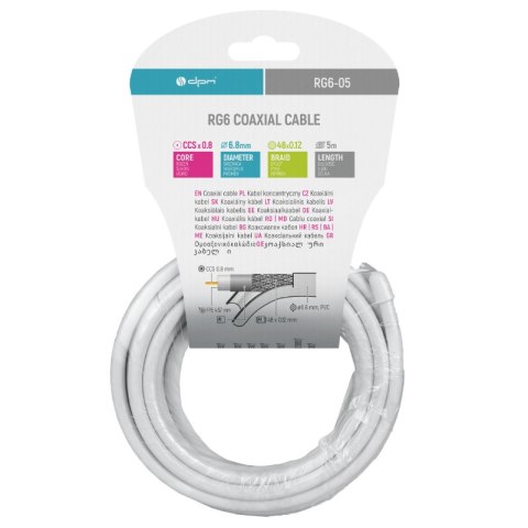 Kabel koncentryczny RG6 1 mm CCS, 5 m DPM