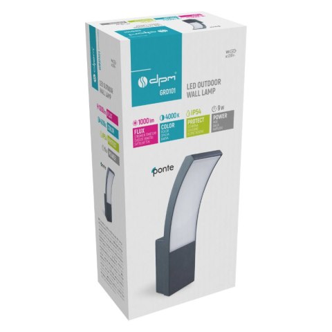 Kinkiet LED zewnętrzny, IP54, 9 W, 1000 lm, 4000 K, 23 cm PONTE