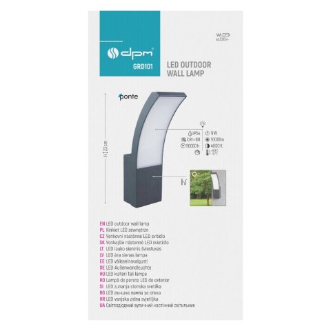 Kinkiet LED zewnętrzny, IP54, 9 W, 1000 lm, 4000 K, 23 cm PONTE