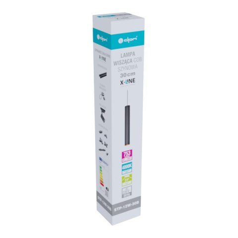 Lampa wisząca szynowa, 12 W, 753 lm, 4000 K, 30 cm, czarna, X-LINE DPM