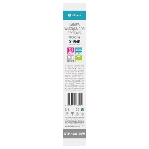 Lampa wisząca szynowa, 12 W, 960 lm, 4000 K, 30 cm, biała, X-LINE DPM
