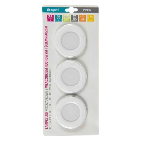 Lampki LED podszafkowe z czujnikiem ruchowym, okrągłe DPM