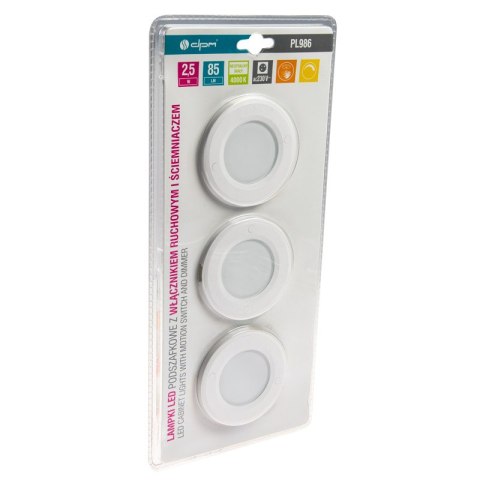 Lampki LED podszafkowe z czujnikiem ruchowym, okrągłe DPM