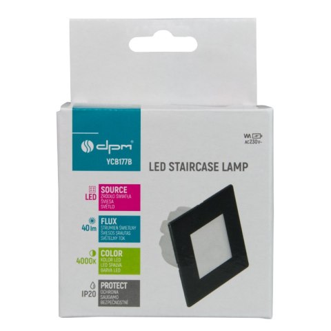 Oprawa LED schodowa, kwadratowa, czarny mat DPM
