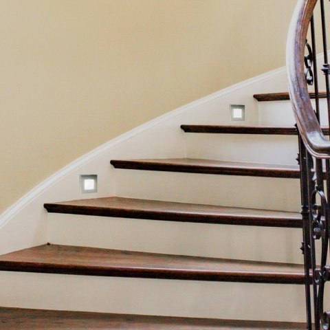 Oprawa LED schodowa, kwadratowa, srebrna DPM