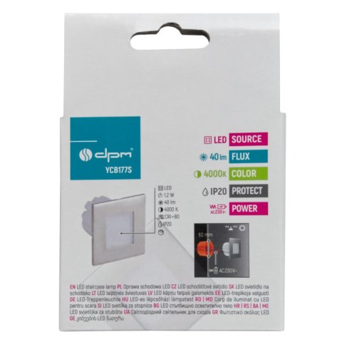 Oprawa LED schodowa, kwadratowa, srebrna DPM