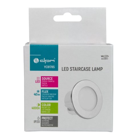 Oprawa LED schodowa, okrągła, srebrna DPM