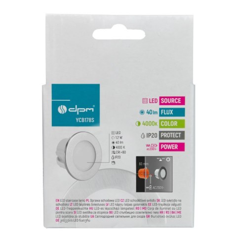 Oprawa LED schodowa, okrągła, srebrna DPM