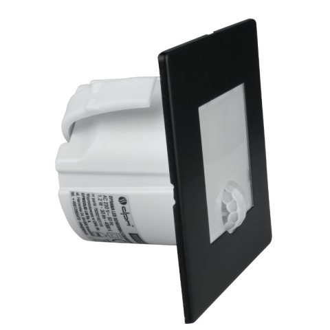 Oprawa LED schodowa z czujnikiem ruchu, kwadratowa, czarny mat DPM