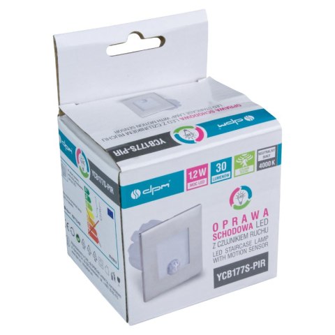 Oprawa LED schodowa z czujnikiem ruchu, kwadratowa, srebrna DPM