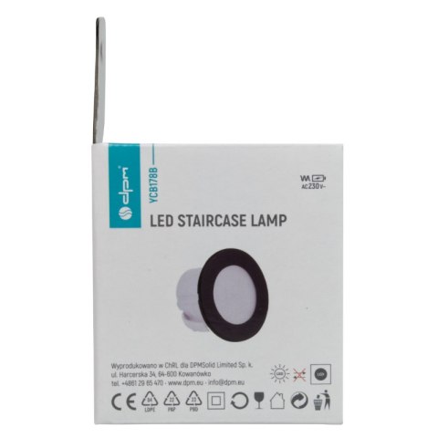 Oprawa schodowa LED, okrągła, czarny mat DPM