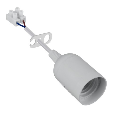 Oprawka budowlana E27 z kablem i kostką, biała DPM