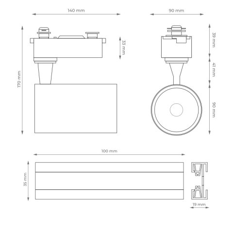 Oświetlenie szynowe - zestaw 4 x 15 W biały, X-LINE DPM