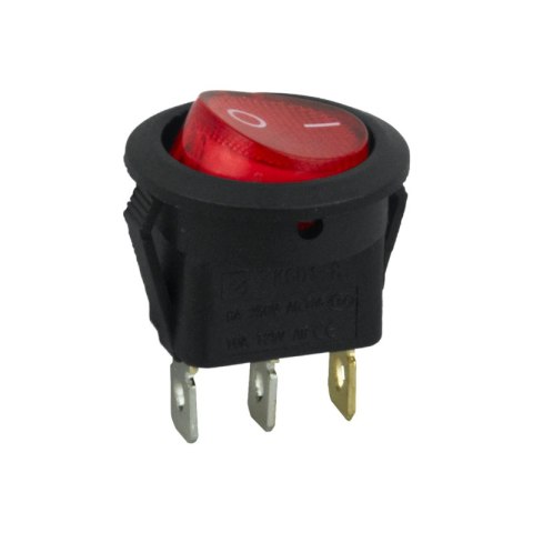 Przełącznik kołyskowy podświetlany, 6.5 A, czerwony DPM