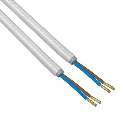Przewód elektryczny w oplocie, 2 x 0,75 mm2, biały, 3 m DPM