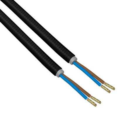 Przewód elektryczny w oplocie, 2 x 0,75 mm2, czarny, 3 m DPM