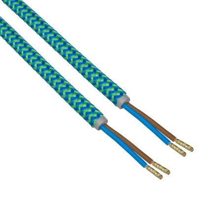Przewód elektryczny w oplocie, 2 x 0,75 mm2. turkusowo-morski, 3 m DPM