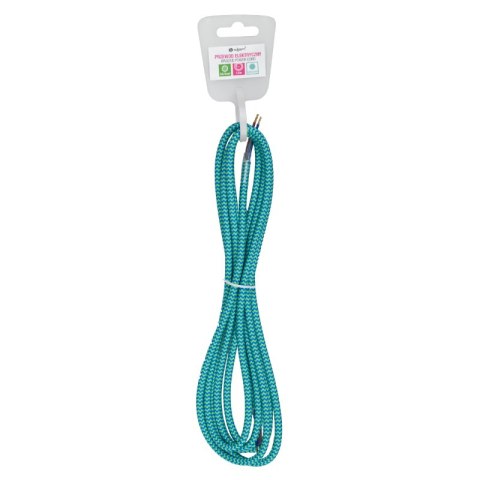 Przewód elektryczny w oplocie, 2 x 0,75 mm2. turkusowo-morski, 3 m DPM