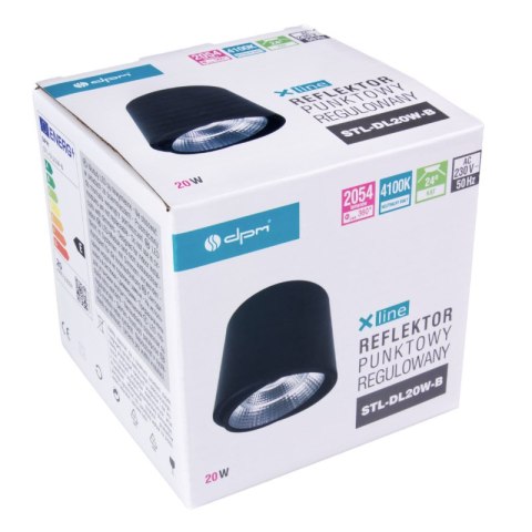 Reflektor LED punktowy regulowany, 20 W, 1600 lm, 4000 K, czarny DPM