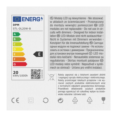 Reflektor LED punktowy regulowany, 20 W, 1600 lm, 4000 K, czarny DPM