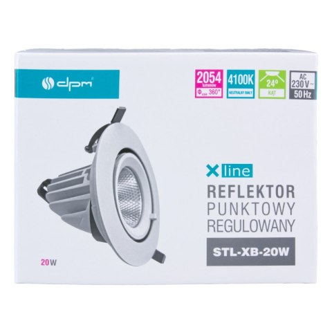 Reflektor LED punktowy regulowany, podtynkowy, 20 W, 1600 lm, 4000 K, biały, X-LINE DPM