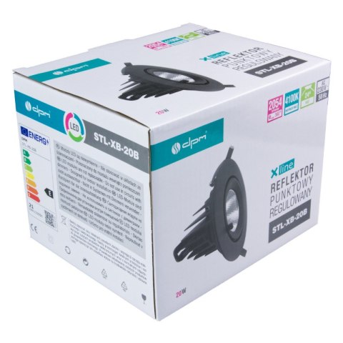 Reflektor LED punktowy regulowany, podtynkowy, 20 W, 1600 lm, 4000 K, czarny, X-LINE DPM