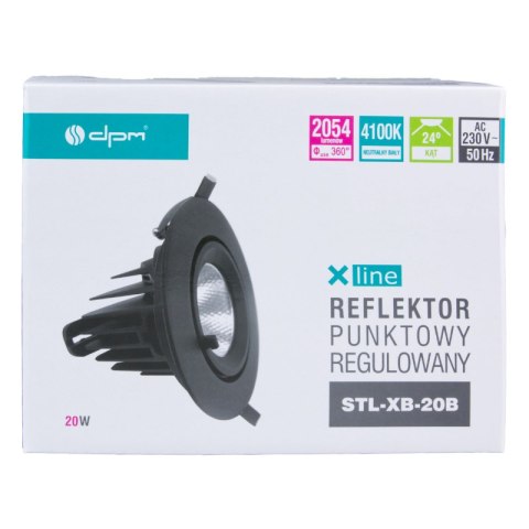 Reflektor LED punktowy regulowany, podtynkowy, 20 W, 1600 lm, 4000 K, czarny, X-LINE DPM
