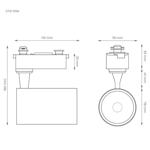 Reflektor szynowy, 10 W, 886 lm, 4100 K, biały, X-LINE DPM