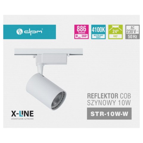 Reflektor szynowy, 10 W, 886 lm, 4100 K, biały, X-LINE DPM