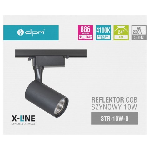 Reflektor szynowy, 10 W, 886 lm, 4100 K, czarny, X-LINE DPM