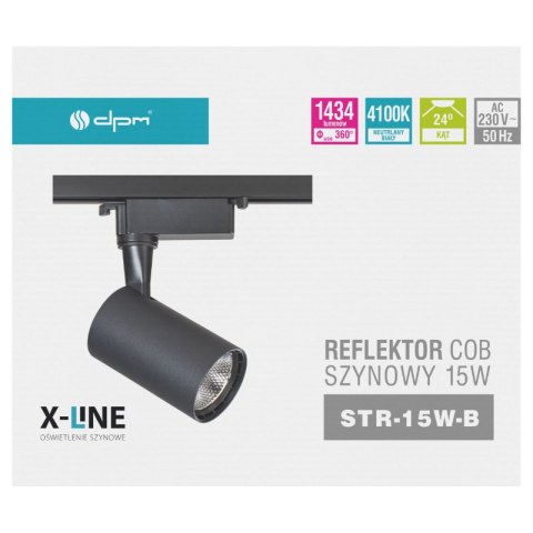 Reflektor szynowy, 15 W, 1434 lm, 4100 K, czarny, X-LINE DPM