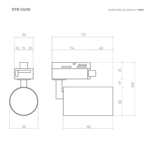 Reflektor szynowy GU10, biały, X-LINE DPM