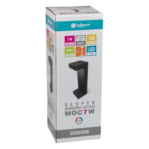 Słupek ogrodowy LED, IP54, 7 W, 190 lm, 4000 K, 30 cm, czarny DPM