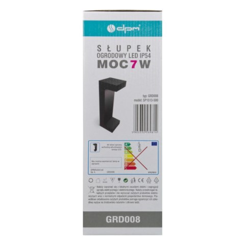Słupek ogrodowy LED, IP54, 7 W, 190 lm, 4000 K, 30 cm, czarny DPM