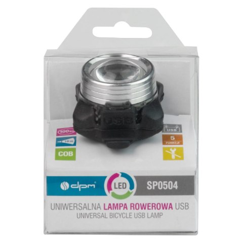Uniwersalna lampa rowerowa USB DPM