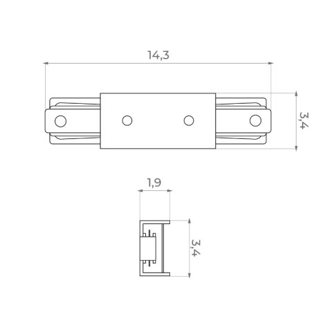 Złączka typu "I" zasilająca do szyn natynkowych, biała, X-LINE DPM