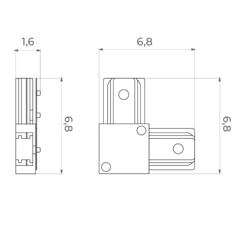 Złączka typu "L" do szyny natynkowej, biała, X-LINE DPM