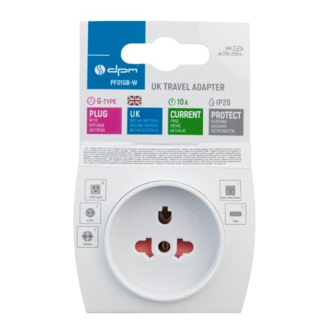 Adapter podróżny UK, biały DPM