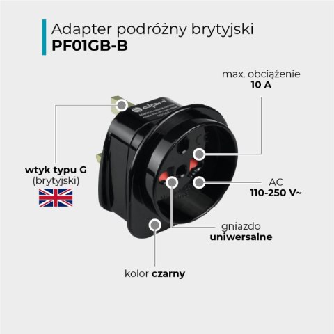 Adapter podróżny UK, czarny DPM