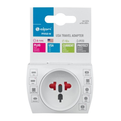 Adapter podróżny USA, biały DPM