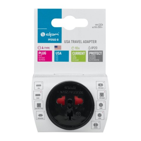 Adapter podróżny USA, czarny DPM