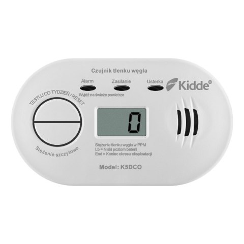 Czujnik czadu bateryjny z wyświetlaczem K5DCO, gwarancja 7 lat, Kidde KIDDE