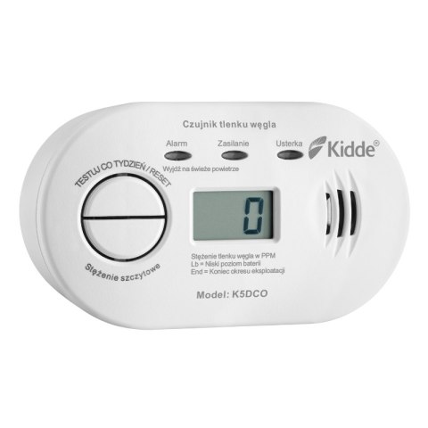Czujnik czadu bateryjny z wyświetlaczem K5DCO, gwarancja 7 lat, Kidde KIDDE