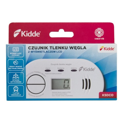 Czujnik czadu bateryjny z wyświetlaczem K5DCO, gwarancja 7 lat, Kidde KIDDE