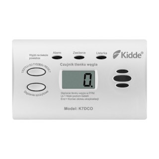 Czujnik czadu bateryjny z wyświetlaczem K7DCO, gwarancja 10 lat, Kidde KIDDE