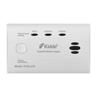 Czujnik czadu z wbudowaną baterią K10LLCO, gwarancja 10 lat, Kidde KIDDE