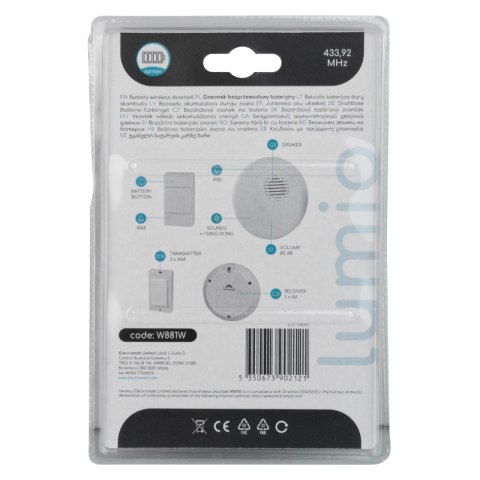 Dzwonek bezprzewodowy bateryjny, biały BRAK MARKI
