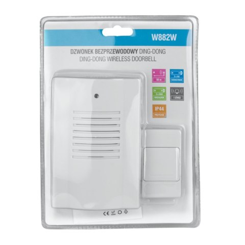 Dzwonek bezprzewodowy bateryjny, biały, Electromalt BRAK MARKI