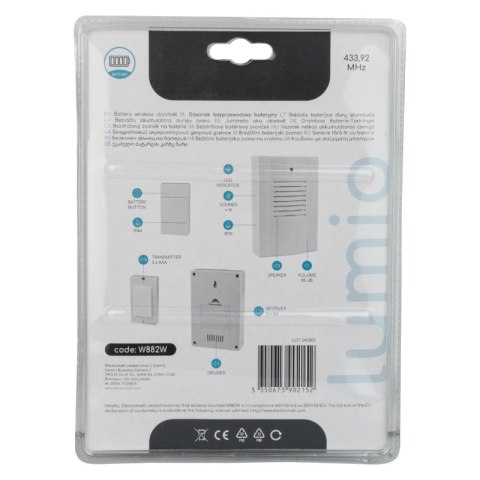 Dzwonek bezprzewodowy bateryjny, biały, Electromalt BRAK MARKI