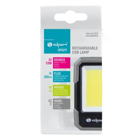 Lampa COB ładowalna, 350 lm, 1000 mAh DPM